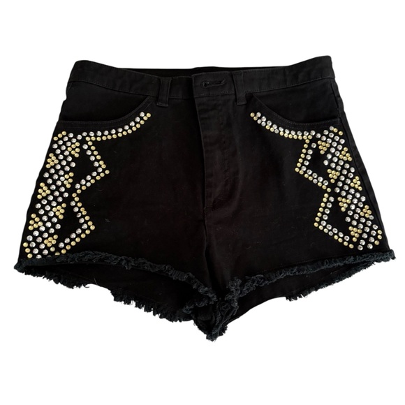 H&M Pants - H&M Black High Waist Shorts with Gold Studs